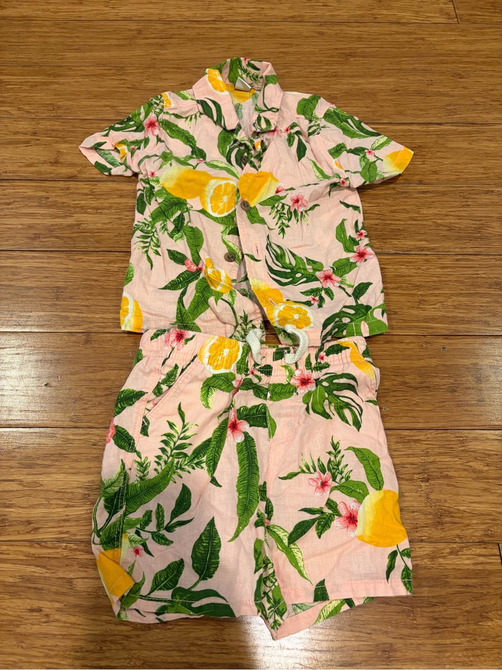 Old Navy Pink Lemon Tropical Short Pajama Set